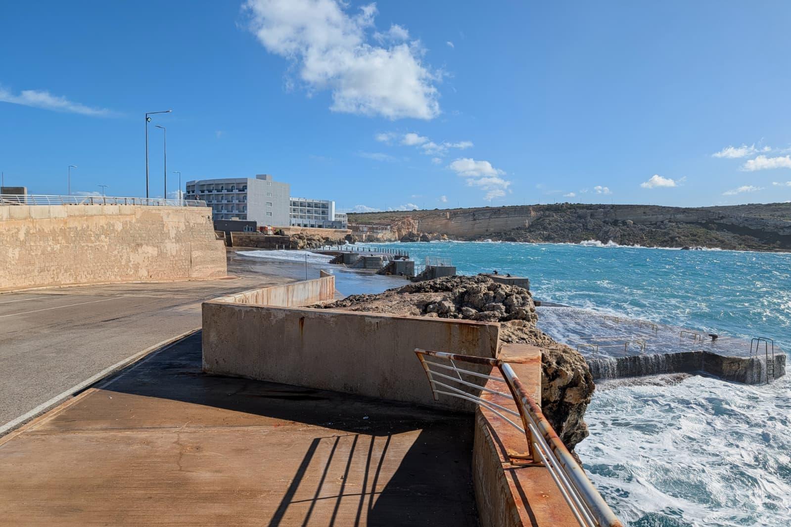 The site where the girl was standing when she was pulled out to sea by a wave.