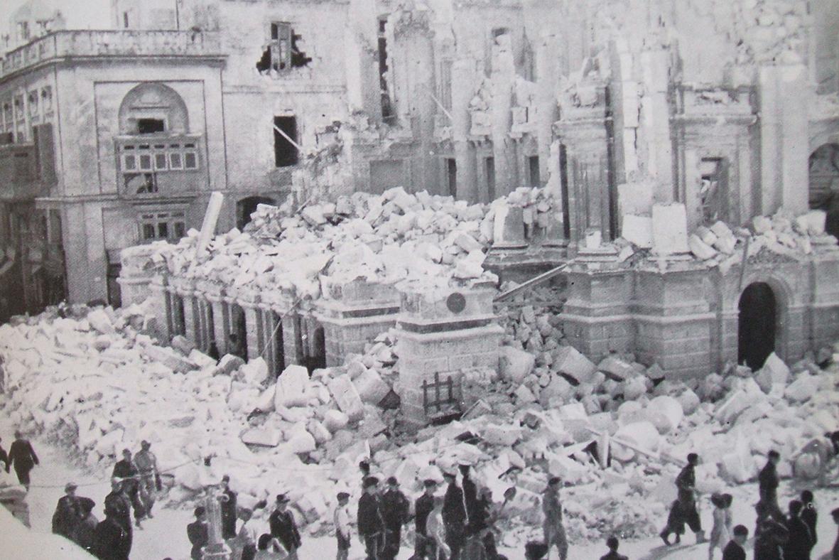 The devastated Royal Opera House shortly after it was bombed with direct hits on April 7, 1942.