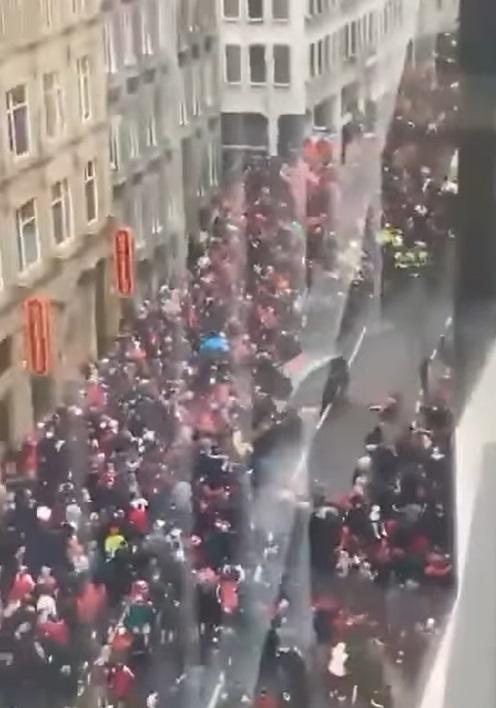 The passenger van being driven into the crowd. (Grab from video footage)