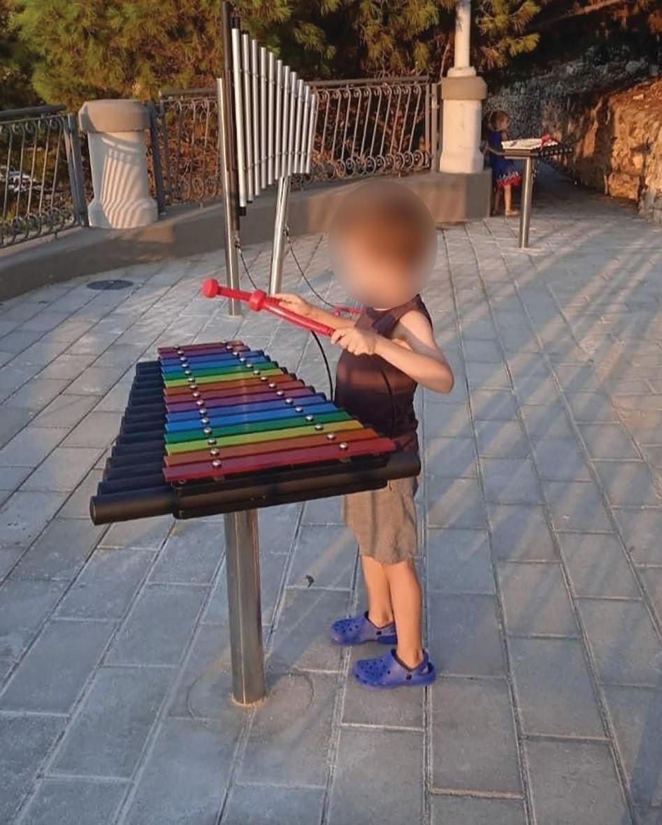 A young boy playing on one of the xylophones. &ldquo;They actually made a rather pleasant sound and weren&rsquo;t too loud,&rdquo; said a father who often takes his young son to play in the garden.