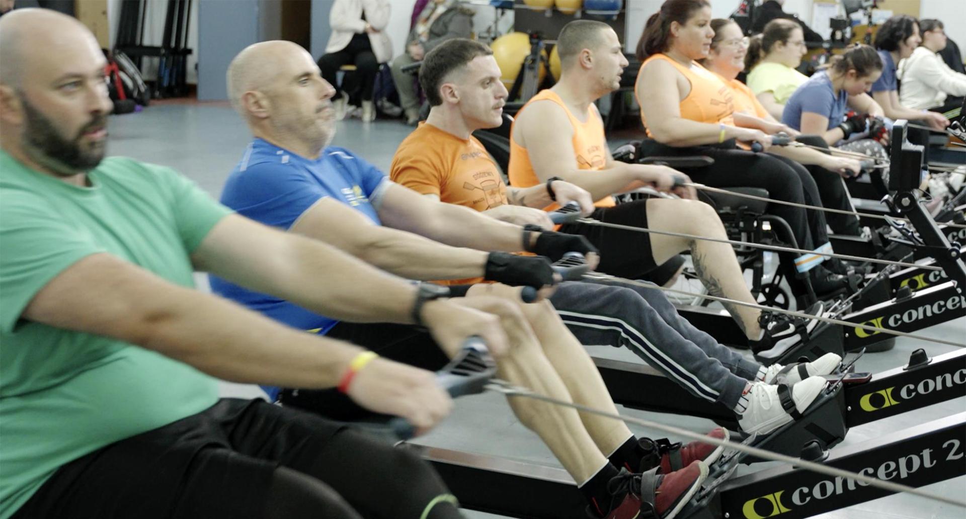 Athletes taking part in Project Move train at the Siġġiewi Rowing Club.