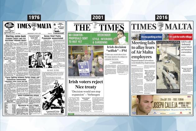 June 9: The front page of Times of Malta 10, 25 and 50 years ago