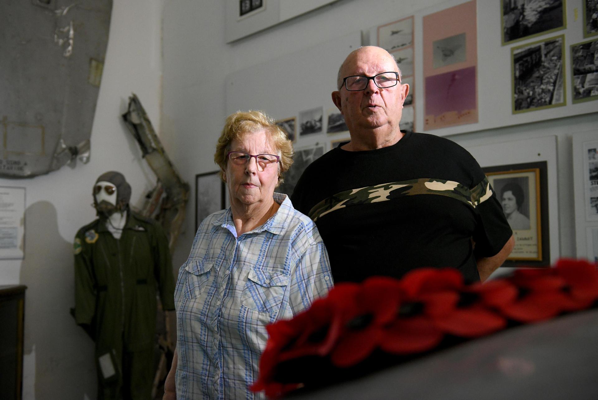 Lilian Darmanin, an eyewitness who now volunteers at the Żabbar Sanctuary Museum, and her brother Charles Magro.