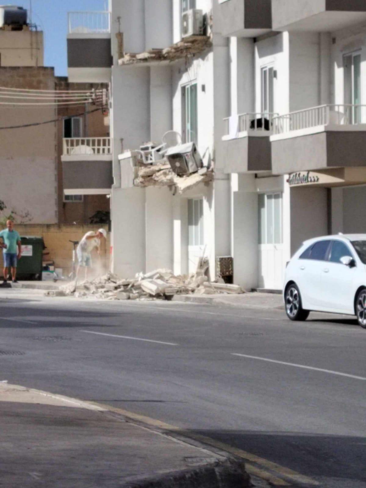 Images show the two balconies collapsed almost entirely on Thursday, exposing brick and sending debris to the ground