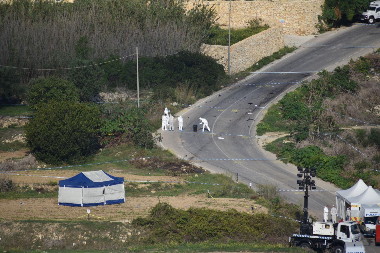 The site in Bidnija after the car bomb. Photo: Mark Zammit Cordina