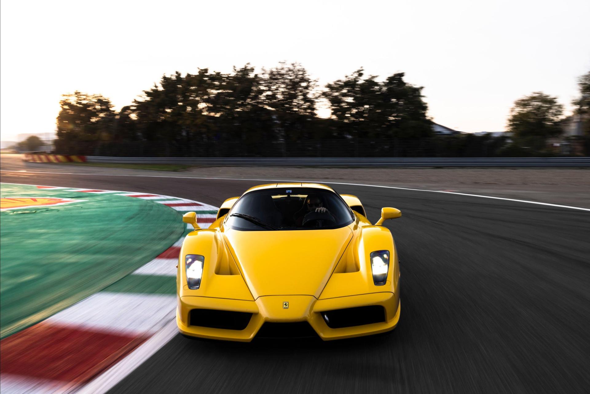 The Enzo features carbon-ceramic brakes and a Formula One-styled front end.