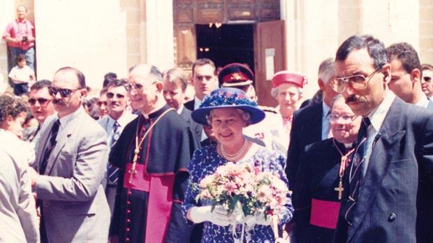 The Queen exiting the Cathedral during her visit in 1992 when Mr Stellini was highly involved.