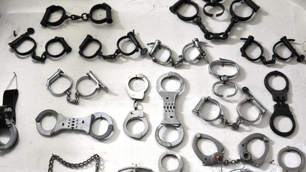 There is no escaping Mr Borda&rsquo;s handcuff collection. Photos: Chris Sant Fournier