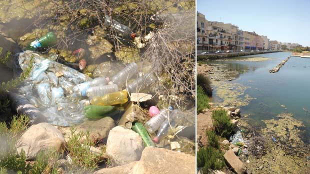 Rubbish on the banks at Il-Magħluq.