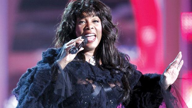 US singer Donna Summer performing on stage during the Nobel Peace Prize Concert in Oslo Spektrum in 2009.