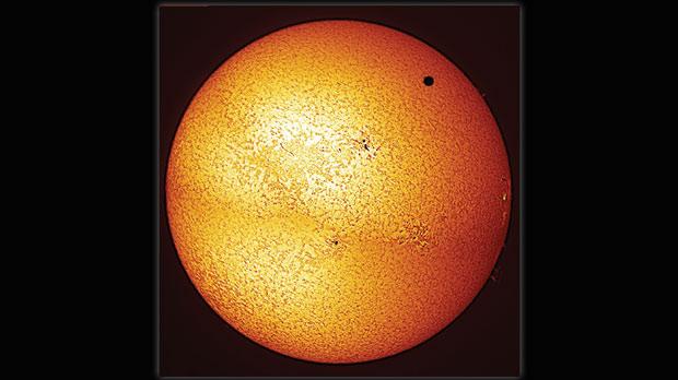 A close-up shot of the transiting Venus, seen as a big black dot over the sun, taken by Leonard Ellul-Mercer from his home in Attard yesterday morning at 6.02 a.m.